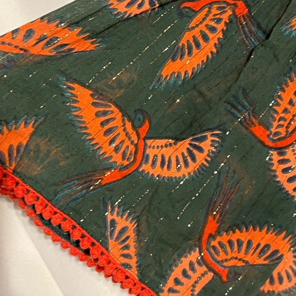 SOLD**** Rachel Zoe L Phoenix bird novelty print top Bell balloon sleeves - Picture 9 of 16